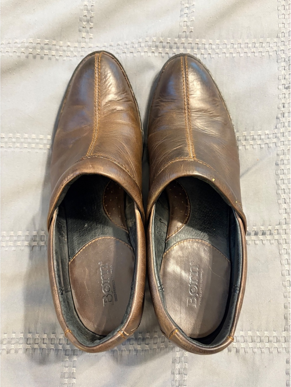 Born Brown Leather Slip-On Loafer Shoes, casual, neutral